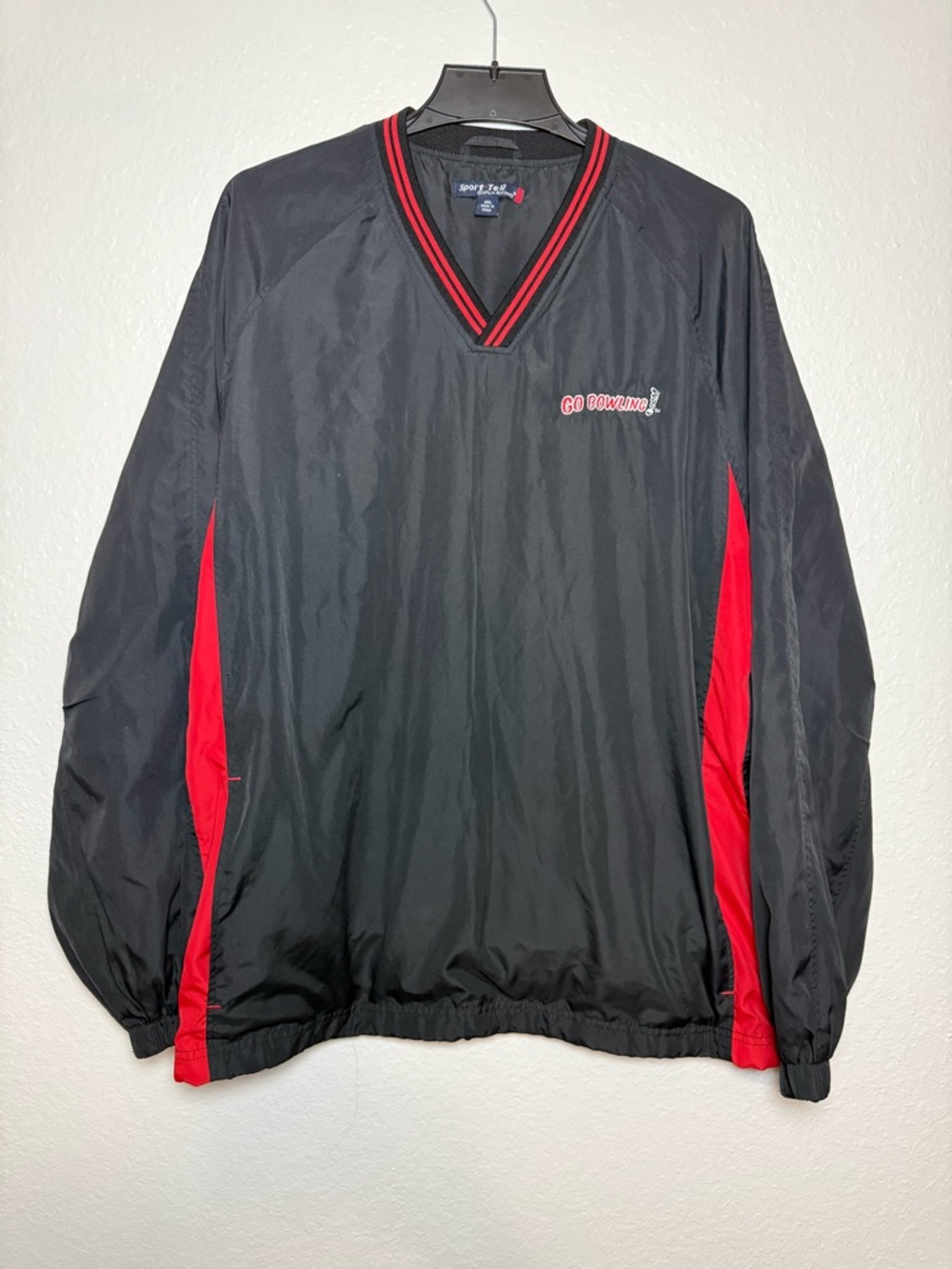 Sport-Tek Go Bowling 2XL Black Red V-neck Pullover‎ Windbreaker Men's